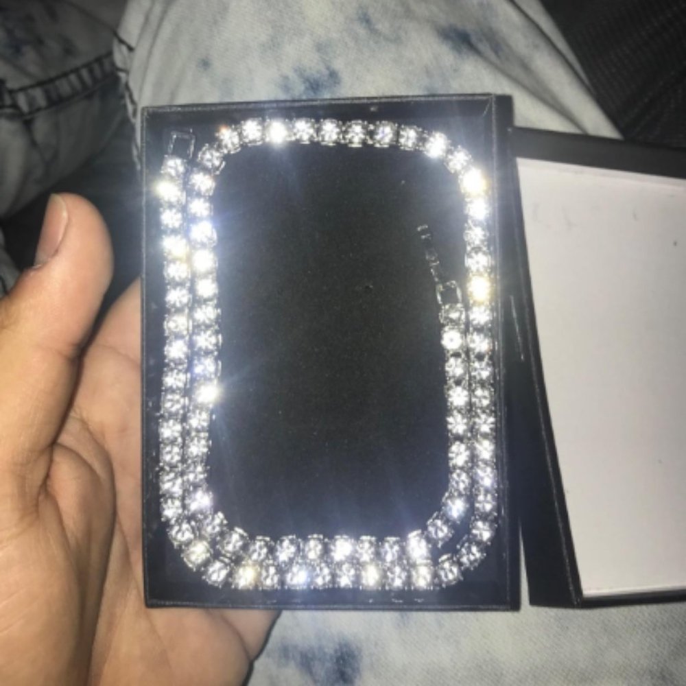 18k White Gold Tennis Chain Necklace w/ CZ Diamond - Picture 5 of 5